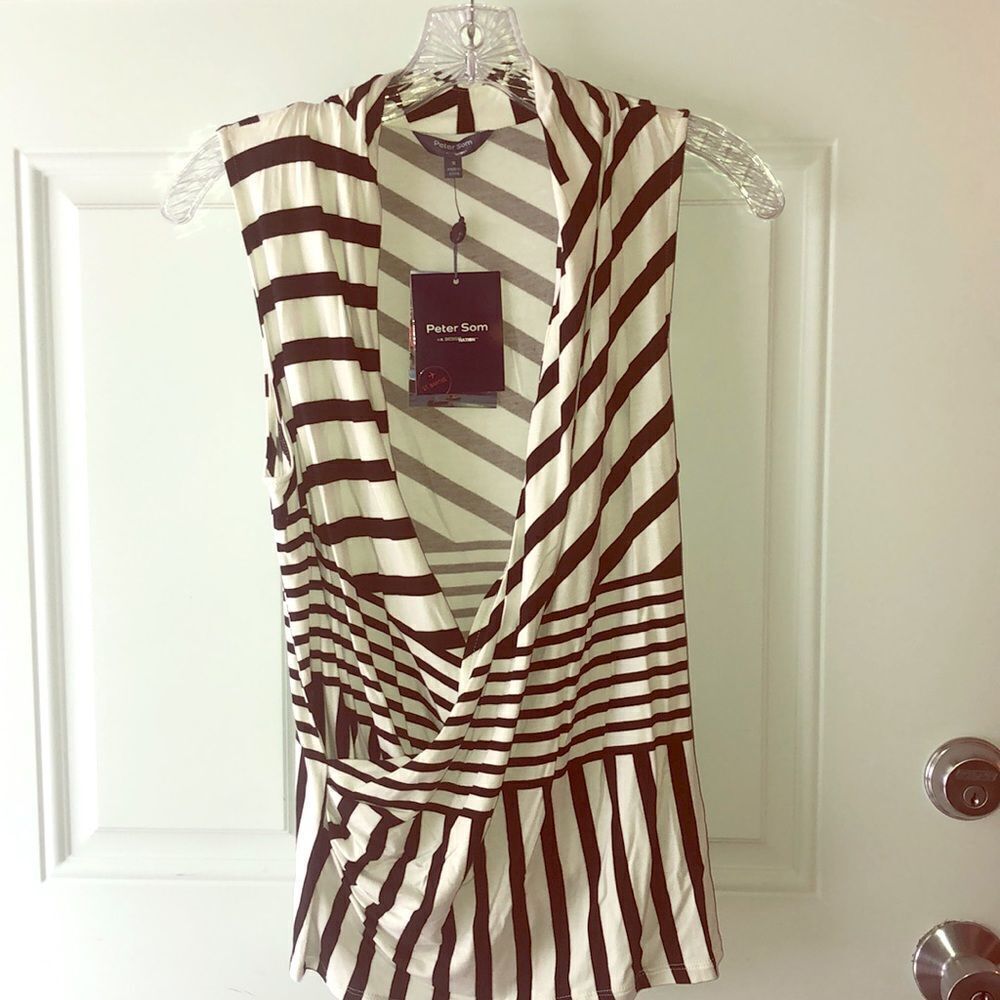 White and black striped wrap around top